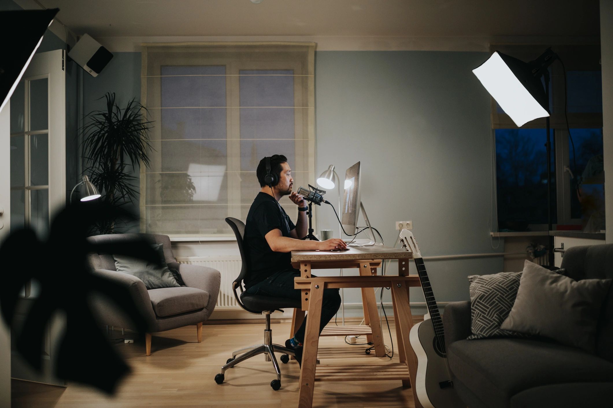 Creator working in a media production studio
