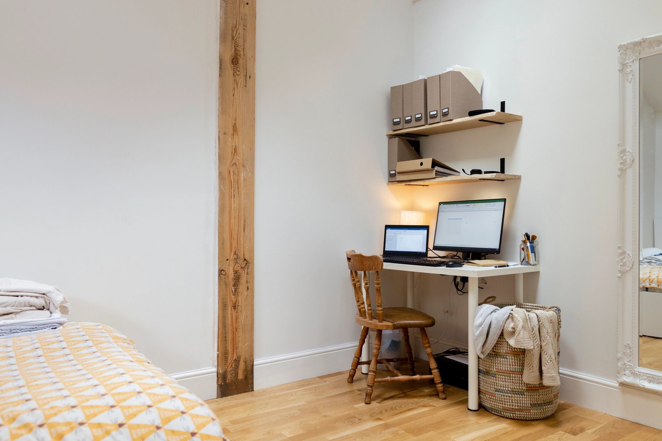 Creative digital workspace with dual monitors